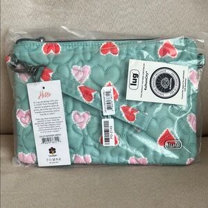 NWT Lug Ziplet Wristlet RFID Wallet in Paper Hearts Green 💚🩷❤️